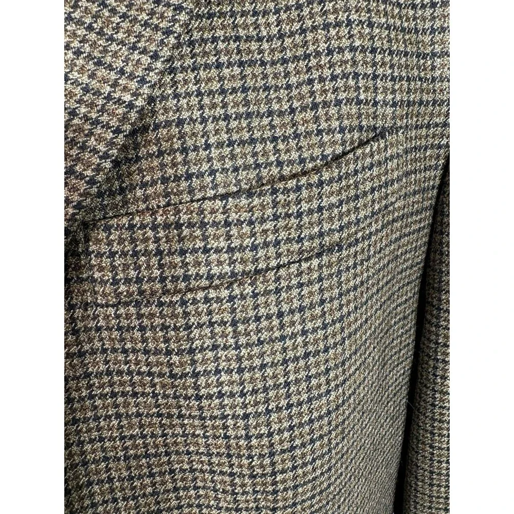 Vtg Oscar De La Renta Blazer Coat Mens 42R Olive Green Plaid Cashmere Wool Blend
